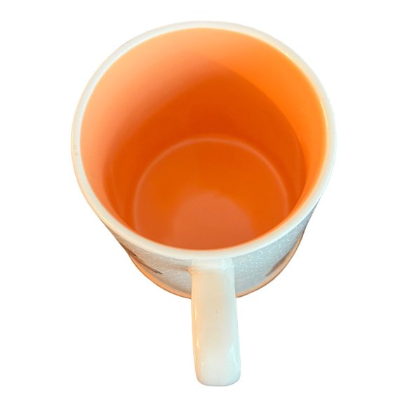 Seeds and Sunshine Coffee Mug, Cup Orange Bees and Flowers Gold Trim - Picture 5 of 7